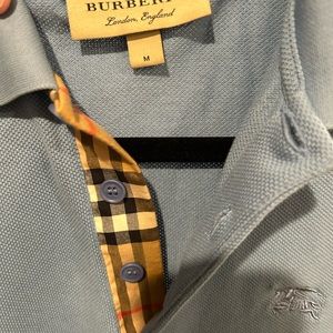 Men’s Burberry polo shirt. Medium. Excellent condition. Light blue.